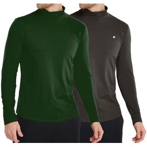 SSLR 2 Pack Thermal Shirts for Men Turtleneck Long Sleeve Tops Fleece Lined Winter Slim Mock Neck Base Layer(