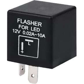 LED Flasher Relay, Turn Signal Relay for LED Lights, 2 Pin Motorcycle or Scooter Electronic Blinker Relay, 12V Fast Hyper Flash Waterproof Automotive Universal Replacement Flashers