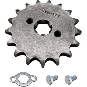 Motorcycle Front Engine Sprocket, 428-17T 17mm Mini Bike ATV Sprocket with Washer & 2 Bolts, Engine Sprocket for 50cc 70cc 90cc 125cc 140cc 160cc Quard Dirt Bike Motorcycle