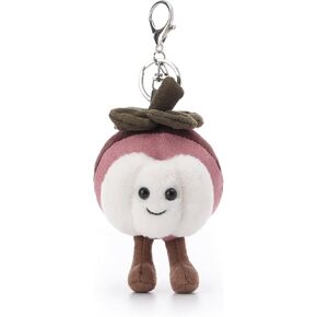Apricot Lamb Fresh Mangosteen Cute Keychain, Soft Stuffed Plush Toy Keyring for Kids' Backpack, Purse, 4 Inches