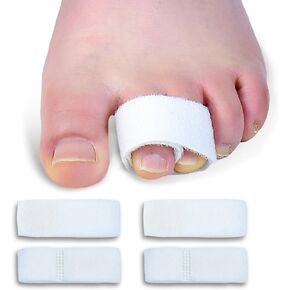 Medical-all Toe Separators for Overlapping Toes, Bunions, Big Toe Alignment, Corrector and Spacer, Reusable Fabric Buddy Wraps for Broken Toes, Hammertoe Straightener (BEIGE)
