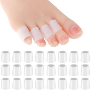 Silicone Toe Sleeves, 24 Pcs Soft Gel Protector Toe Cushions Cuttable Pinky Toe Sleeves Protectors Corn Protectors Pain Relief Toe Tube Pads for Hammer Toe Stubbed Toe Corns Calluses Protect