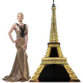 Leinuosen 6 ft French Theme Party Decoration Eiffel Tower Cardboard Cutout Stand up Life Size Paris Tower Photo Prop Back Drop for Bastille Day France Themed Party Birthday Home Outdoor Decor(Brown)