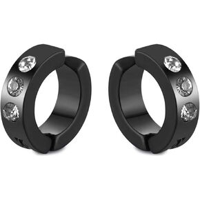 الصخور البانك الفولاذ المقاوم للصدأ ثلاثة Zirconia Zirconia Huggie أذن مقطع على الأقراط