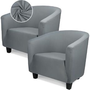 Club Chair Slipcover 1 Piece, 2Pack Thick Dark Gray Barrel Chair Slipcovers, Round Soft Armchair Sofa Cover Removable Couch Furniture Protector for Bar Living Room Bedroom Hotel Counter
