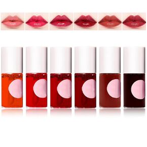 Miniling Lipstick Set, 2 Colors Lip Tint Stain, Velvet Lip Gloss & Watery Lip Stain, Plump Lip Color & Cheek Makeup (Strawberry & Cherry)