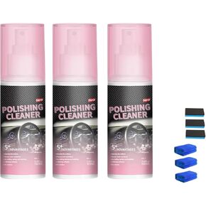 Car Interior Cleaner,Polishing Cleaner,Interior Detailer Spray,Cars Interior Detailing Cleaner for Car Interiors Detailing,Rubber,Leather & More, Multi-Surface Cleaning for Cars Interior(3Pcs)