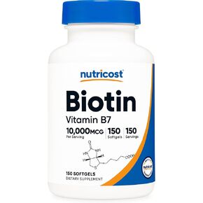Nutricost Biotin (10,000mcg) 150 Softgels - Gluten Free, Non-GMO