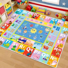 ABC Hopscotch Rug for Kids Playroom, Educational Learning and Fun Playroom Hopscotch Inside Rug, Non-Slip Game Carpet for Classroom Nursery Bedroom Decor (79 X 59 Inches)