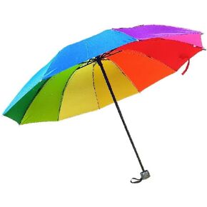 Rainbow Color Umbrella 10 Rib Strong Wind Resistant Frame, Collapsible, Compact and Durable, Lightweight and Cute Travel Umbrella
