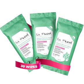 LA Fresh Makeup Remover Wipes with Vitamin E - Make up Remover Wipes for Face, Eyes, Lips - Face Wipes Travel Essentials - Case of 50ct Makeup Wipes