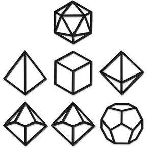 Amyhill 7 Pcs Dice Wall Art Wooden Dice Wall Decor Tavern Wooden Outline Decoration Geometric Home Decor for Bedroom Living Room Teenager Boy Game Room(Black)