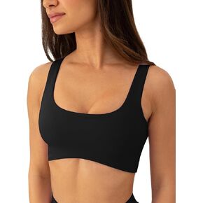 PAVOI ACTIVE Curve Hem Scoop Neck Sports Bra for Women - Medium Support Buttery Soft Low Cut Yoga Workout Bras - FlexFlow