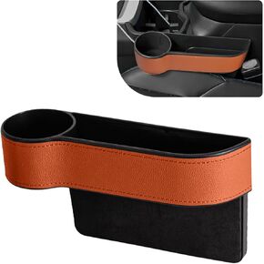 Car Seat Gap Filler Organizer, Car Console Side Storage Box with Cup Holder, Auto Front Seat Organizer for Phones Glasses Keys Cards, Essentials Interior Car Accessories (Black, Passenger)