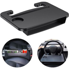 3 in 1 Steering Wheel Tray Car Desk for Tesla Model 3/Y with Car Seat Gap Filler Organizer/Portable Food Table/Car Tray Mount for Laptop/Adults Road Trip Essentials Car Accessories Gift