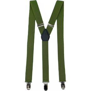 Y Suspenders For Men and Women,1" Wide Classic Y-Back Suspenders - Adjustable Length to Fit All, Plain Colors