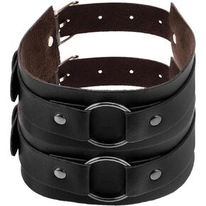 2Pcs Punk Style Leather Sleeve Garters for Men: Adjustable Black Bicep Bands, Shirt Sleeve Holders for Party, Performance, Daily Wear
