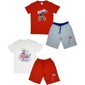 Brooklyn Vertical Boys 4 قطع تي شيرت مجموعات قصيرة القطن الفرنسية Terry Shorts W الرباط والجيوب | الرياضة وغير الرسمية