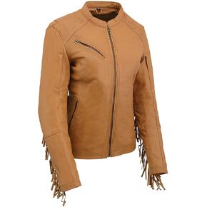 Milwaukee Leather MLL2565 Women's Black Fringed Lightweight Leather Racer Motorcycle Jacket