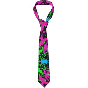 Glow In Dark Splatter Neon Ties For Men Fashion Neck Ties Business Necktie Novelty Neckties For Parties Holiday