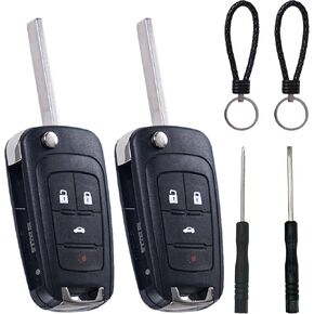 Folding Flip Key Fob Shell Case fits for Chevy Cruze Malibu Camaro Equinox Equinox Sonic GMC Terrain Buick 2010 2011 2012 2013 2014 2015 2016 Keyless Entry Key Fob Cover 4 Button Keychain