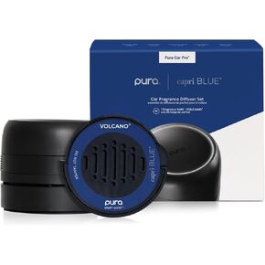 Capri Blue Volcano Pura Car Pro Diffuser - تشمل موزع بورا كارو برو و Capri Blue Volcano Air Stringer - معطر مع ملاحظات من الفواكه الاستوائية والحمضيات الساذجة