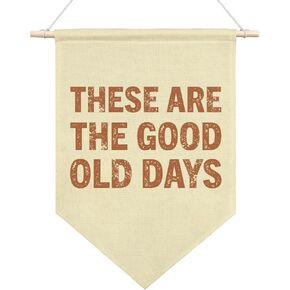AGMDESIGN These Are The Good Old Days Canvas Hanging Pennant Flag Banner, Inspirational Quote Hanging Pennant Decor, Home Office School Classroom Kids Room Nursery Flag Decor, Positive Birthday Gifts