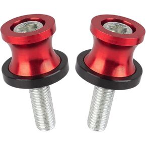 2pcs M8 X1.5 Motorcycle Swing Arm Sliders Spools CNC Swingarm Arm Stand Screw Universal Aftermarket Replacement Parts Fits for Kawasaki BMW Suzuki Ducati Triumph Honda Etc. (Red M8*1.5)