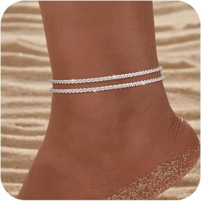 أساور الذهب في الكاحل للنساء ، طيلة مقاومة للماء 14K من الذهب المقاوم للماء بطبقات طبقات للنساء هدية مجوهرات عصرية لذيذة غير تشويه in Kuwait