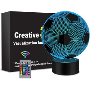 Soccer 3D Night Light, 3D Illusion Lamp with Remote Control 16 Colors Changing, Soccer Accessories Stuff Toys Decor for Fan Boys Girls in Saudi Arabia