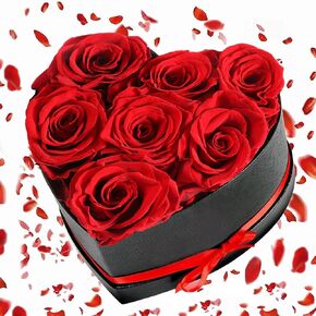 Birthday Gifts for Women Forever Rose: Preserved Real Flower in Box with Heart Necklace on Mothers Day for Women Her Mom Wife Girlfriend Grandma Red