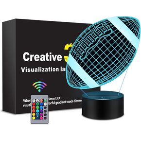 Soccer 3D Night Light, 3D Illusion Lamp with Remote Control 16 Colors Changing, Soccer Accessories Stuff Toys Decor for Fan Boys Girls