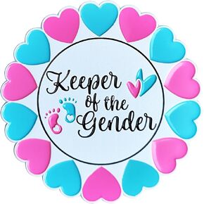 Gender Reveal Pins - Keeper of the Baby Feet Hearts Enamel Lapel Pins Badge, Team Boy Girl Button Pins for Baby Shower Party Favors and Gifts Decoration