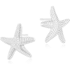 VRIUA Starfish Earrings for Women - 14K Gold/Silver Plated Dainty Starfish Statement Stud Earrings Hypoallergenic Summer Beach Ocean Inspired Jewelry