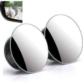 Suction Blind Spot Mirrors, 2 Pcs Black 2 Inch Angle Adjustable Reverse Blind Spot Small Mirror for Car and Motorcycle (black)