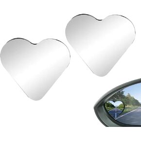 Cars Heart Shaped Blind Spot Mirror, Creative Cute Adjustable Borderless HD Glass Wide Angle Rearview Mirror, Self-adhesive Tuning Accessory, Suitable for Most Cars (White)