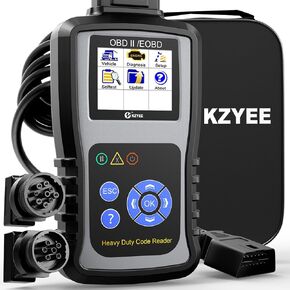 KZYEE KC601 Heavy Duty Truck Scanner – Full System Diesel Code Reader for CAT, Cummins, Freightliner & More, Supports J1939/J1708/J1587, Read/Clear Codes, Live Data, Free Updates, Bonus Bag
