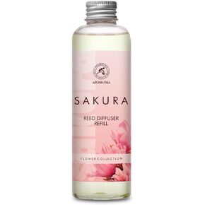 Reed Diffuser Refill Sakura 6.8Fl Oz - Aroma Refill for Reed Diffuser - Home Fragrance Diffuser - Air Freshener - Aromatherapy - Floral Fragrance - Fresh Sakura Aroma