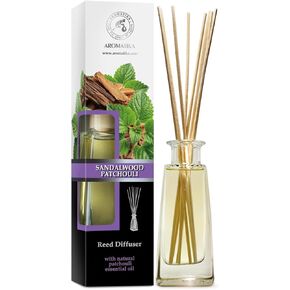 Reed Diffuser Sandalwood - Patchouli 3.4 Fl Oz (100ml) - Fragrance Oil Reed Diffuser with Rattan Sticks - Home Fragrance Diffuser - Air Freshener - Long Lasting Home Fragrance - Aromatherapy