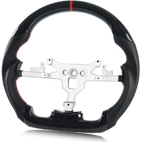 Steering Wheel for Chevrolet Corvette C6 Black Hydro-Dip Carbon Fiber D-shaped Flat-bottom Preforated Leather Grip Steering Wheel for Corvette C6 2006-2011 ZR1 Z06