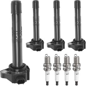 حزمة Coil Coil Pack و Spark Plugs TIT FIT لـ L4 2.4L 2013 2014 2015 2015 2017 Honda Accord Sport Ex LX ، 2015-2019 Honda CR-V ، CRV 2017 2018 2018 2019 2020 ACURA ILX TLX ، UF712 C1832 ، مجموعة من 4