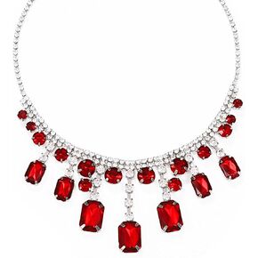 Twinklede Red Crystal Choker Necklace Netclace Jewelry Surparcly Costume Prom Nglaces for Women
