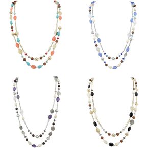 Bocar Long Necklaces for Women Trendy, Boho Layered Crystal Beaded Collar Necklaces for Women, Fashion Statement Necklaces Jewelry (NK-10084-1 set)