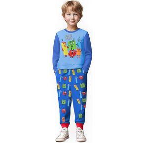 Boys Numbers Long Shirts and Pants Sets Cartoon Little Kids Casual Daily Homewear for 3-10 Years