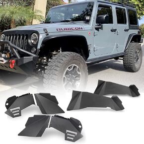 Front and Rear Inner Fender Liners for Jeep 2007-2018 Wrangler JK & JKU Unlimited 4WD 2WD, Hawkley Alloy Steel Fender Flares Inner Liners Wheel Well For 2007-2017 2018 Wrangler Rubicon Sahara