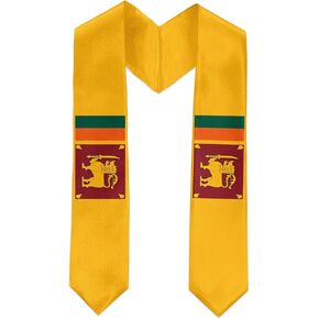 Sri Lanka Flag International Graduate Satin Stole Scarf with National Flag Design, 72" Graduation Sash