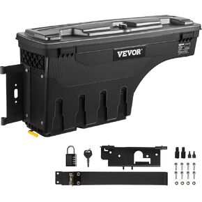 VEVOR Truck Bed Storage Box, Dodge Ram 1500 2019-2021, Driver Side, Lockable Lid, Waterproof ABS Wheel Well Tool Box 6.6 Gal/20 L with Password Padlock
