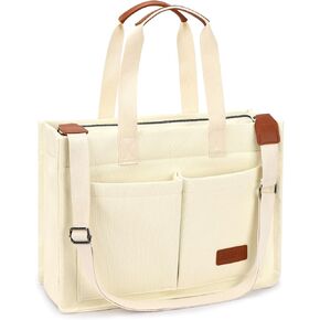 ZORFIN Canvas Tote Bag for Women with Zipper and Compartments Crossbody Work Laptop Bag for Travel College Office