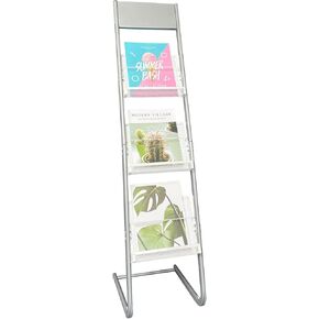 tongmo Floor-Standing Magazine Rack: Features Book Rack, Newspapers Rack, and Other Reading Materials Rack (Square-silver)
