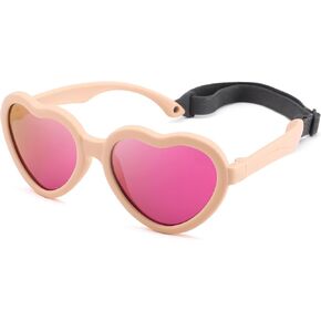 LIU·WEN Kids Heart Sunglasses for Toddler Girls Age 2-8 - Polarized TPEE Rubber Flexible Shades